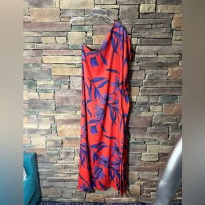 Lizard Thicket Coral Printed One Shoulder Maxi Sz Large